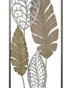 PANNELLO IN FERRO E LEGNO FOGLIE -B- CM 30,5X2,5X99,5