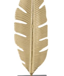 SCULTURA FOGLIA C/PORTA CANDELA GLAM CM 10X10X34