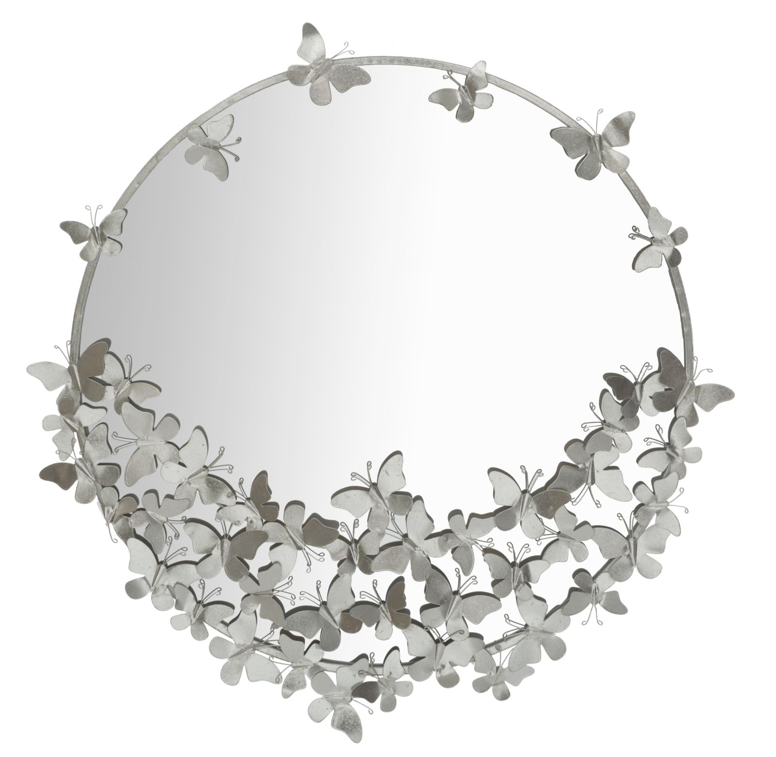 SPECCHIO FARFALLE ROUND SILVER CM 91X3X94