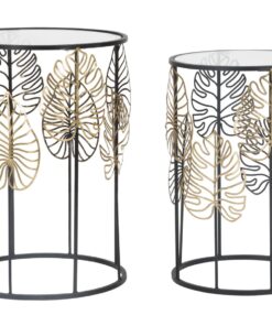 TAVOLINETTI FOGLIE GLAM COPPIA CM  38X55-33X50
