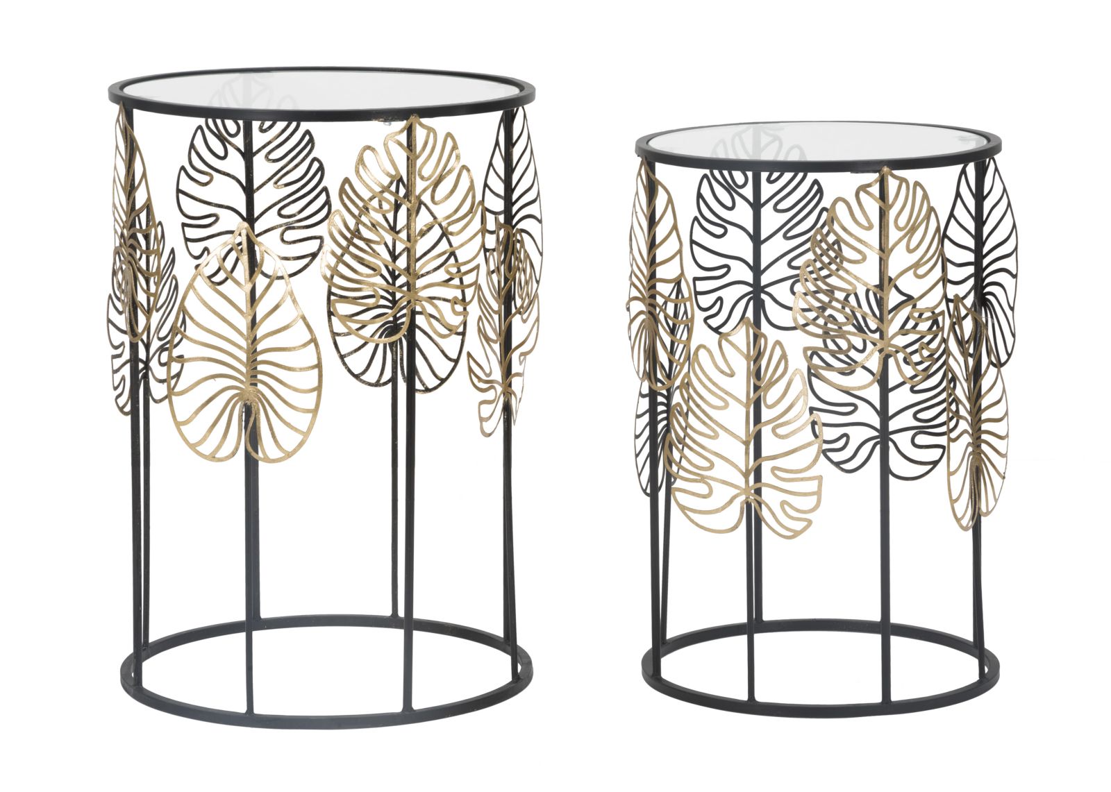 TAVOLINETTI FOGLIE GLAM COPPIA CM 38X55-33X50