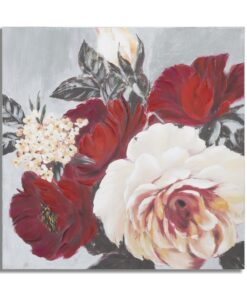 DIPINTO SU TELA RED FLOWER SQUARE CM 90X3,7X90
