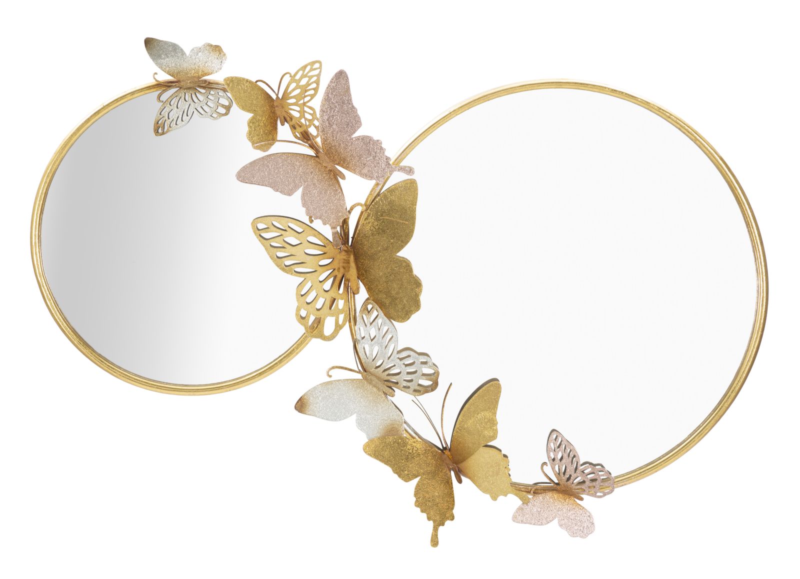 SPECCHIO DA MURO DOUBLE FARFALLE PINK CM 81X3X52,5