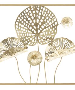 PANNELLO IN FERRO GOLD FLOWERS CM 50X5X50