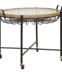 TAVOLINETTO CEBU C/VETRO E RUOTE CM 70,5X65X57