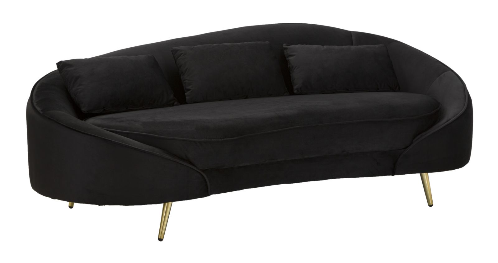 DIVANO 3 POSTI OSLO C/CUSCINI NERO CM 185X84X68