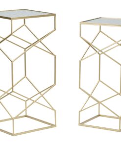 TAVOLINETTI GLASSY COPPIA CM 31,5X31,5X68-28X28X64