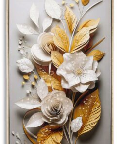 DIPINTO SU TELA LACCATO FLORA C/CORNICE CM 42X3,5X62