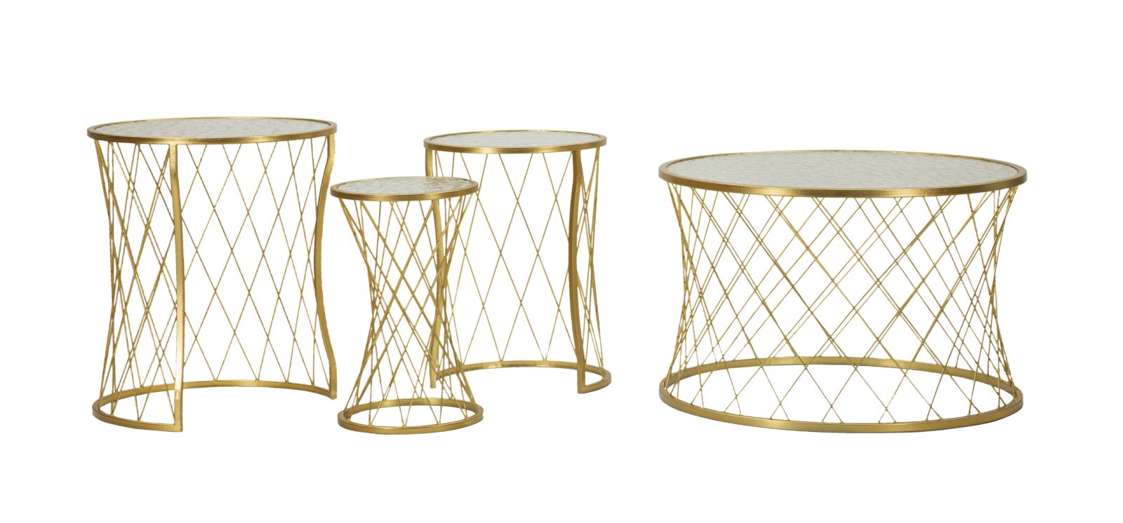 TAVOLINETTI NOAH GOLD SET 4 PZ CM 70X45-47X54,5-36x50-28x45