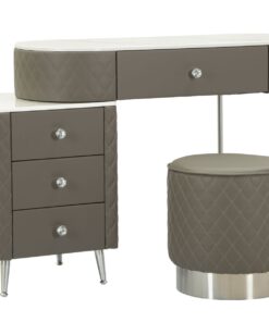 TOELETTA SHARON GRIGIA C/PUFF GAMBE ARGENTO CM 120X40X75 (MISURA PUFF 36X39)