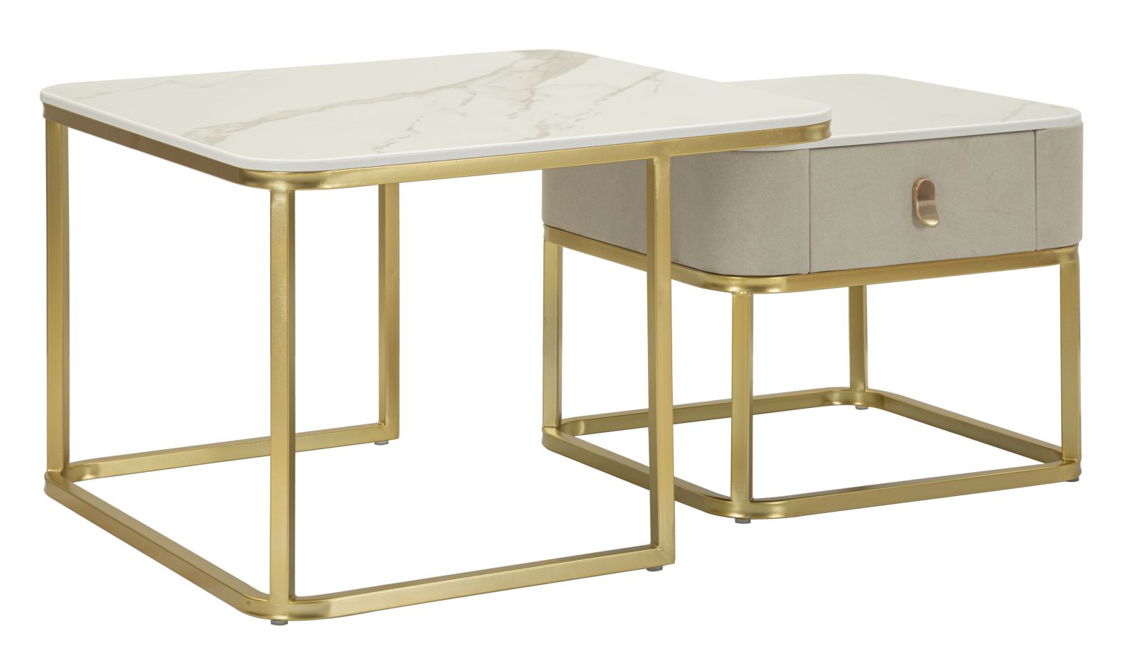 TAVOLI DA CAFFE' BEAUTY COPPIA CM 70X70X48-50X50X43,5
