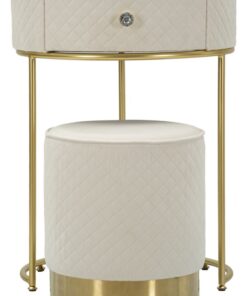 COMODINO/TOLETTA C/PUFF VELLIT CREMA CM  52X70 -  36X39