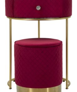 COMODINO/TOLETTA C/PUFF VELLIT ROSSO CM  52X70 -  36X39