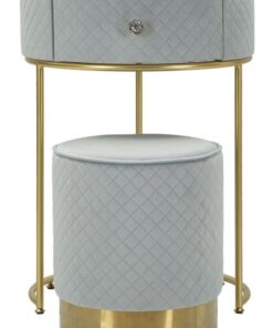 COMODINO/TOLETTA C/PUFF VELLIT CELESTE CM  52X70 -  36X39
