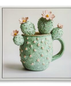 STAMPA SU TELA LACCATA C/CORNICE VASETTO CACTUS -C- CM 40X2,8X40