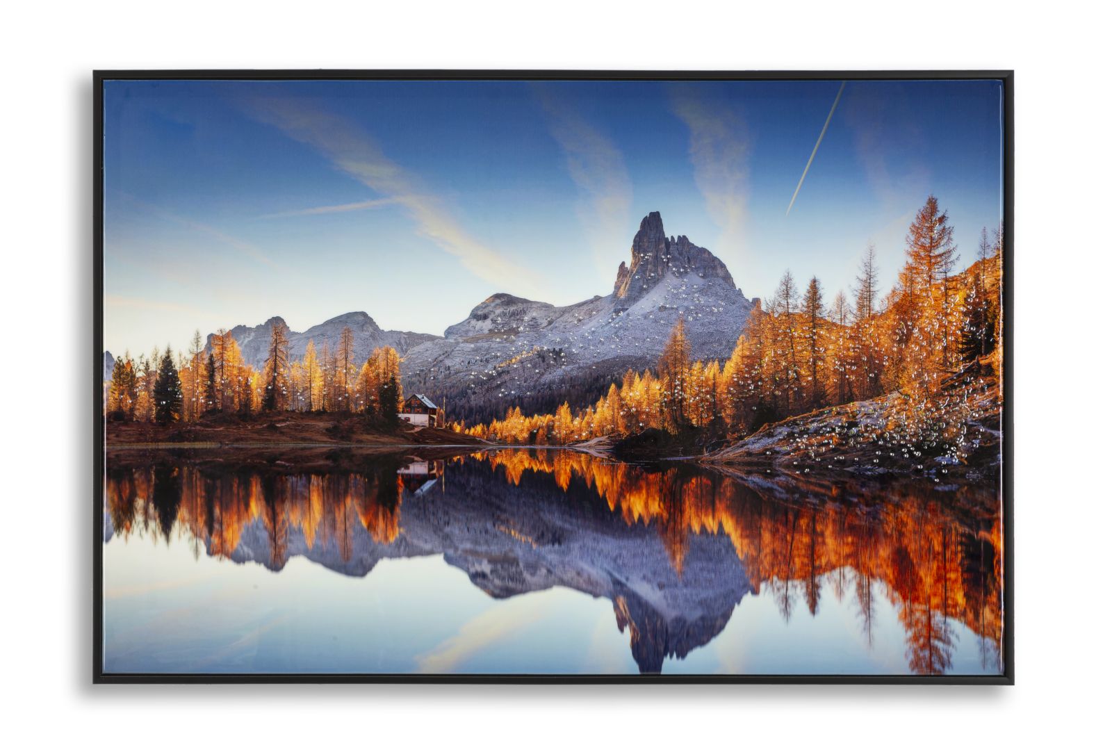 STAMPA SU TELA LACCATA C/CORNICE LAKE CM 90X4X60