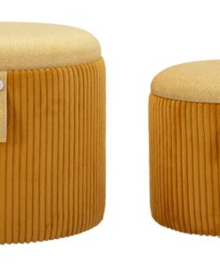 PUFF C/CONTENITORE BOLZANO SENAPE SET 2 PZ CM  38X38-32X28
