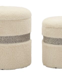 PUFF C/CONTENITORE SAINT-MORITZ CREMA SET 2 PZ CM  40X47-32X38