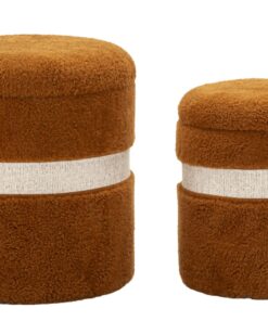 PUFF C/CONTENITORE SAINT-MORITZ MARRONE SET 2 PZ CM  40X47-32X38