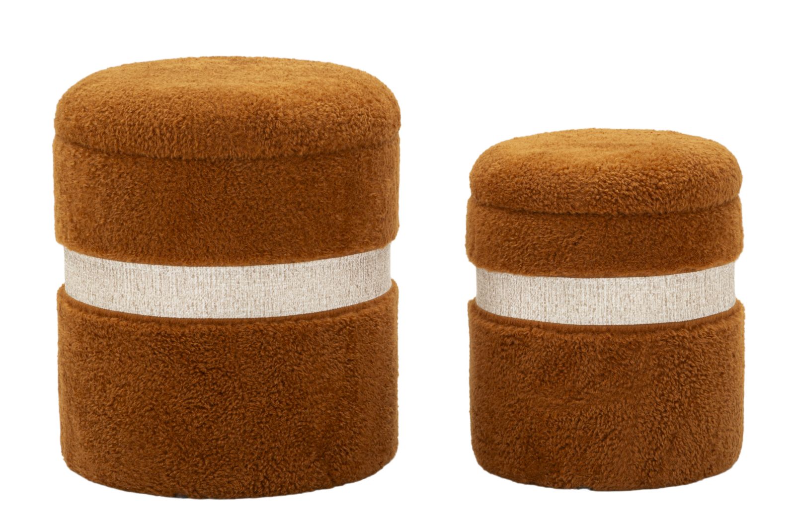 PUFF C/CONTENITORE SAINT-MORITZ MARRONE SET 2 PZ CM 40X47-32X38