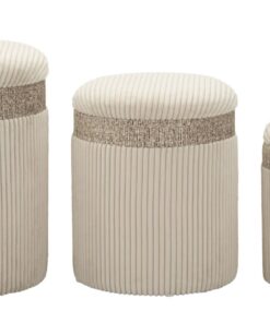 PUFF C/CONTENITORE CORTINA CREMA SET 3 PZ CM  40,5X49,5-35X42-31X38