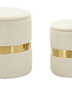 PUFF C/CONTENITORE SHEFFILD CREMA SET 2 PZ CM  37X42-28X35