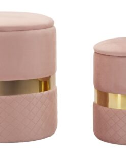 PUFF C/CONTENITORE SHEFFILD ROSA SET 2 PZ CM  37X42-28X35