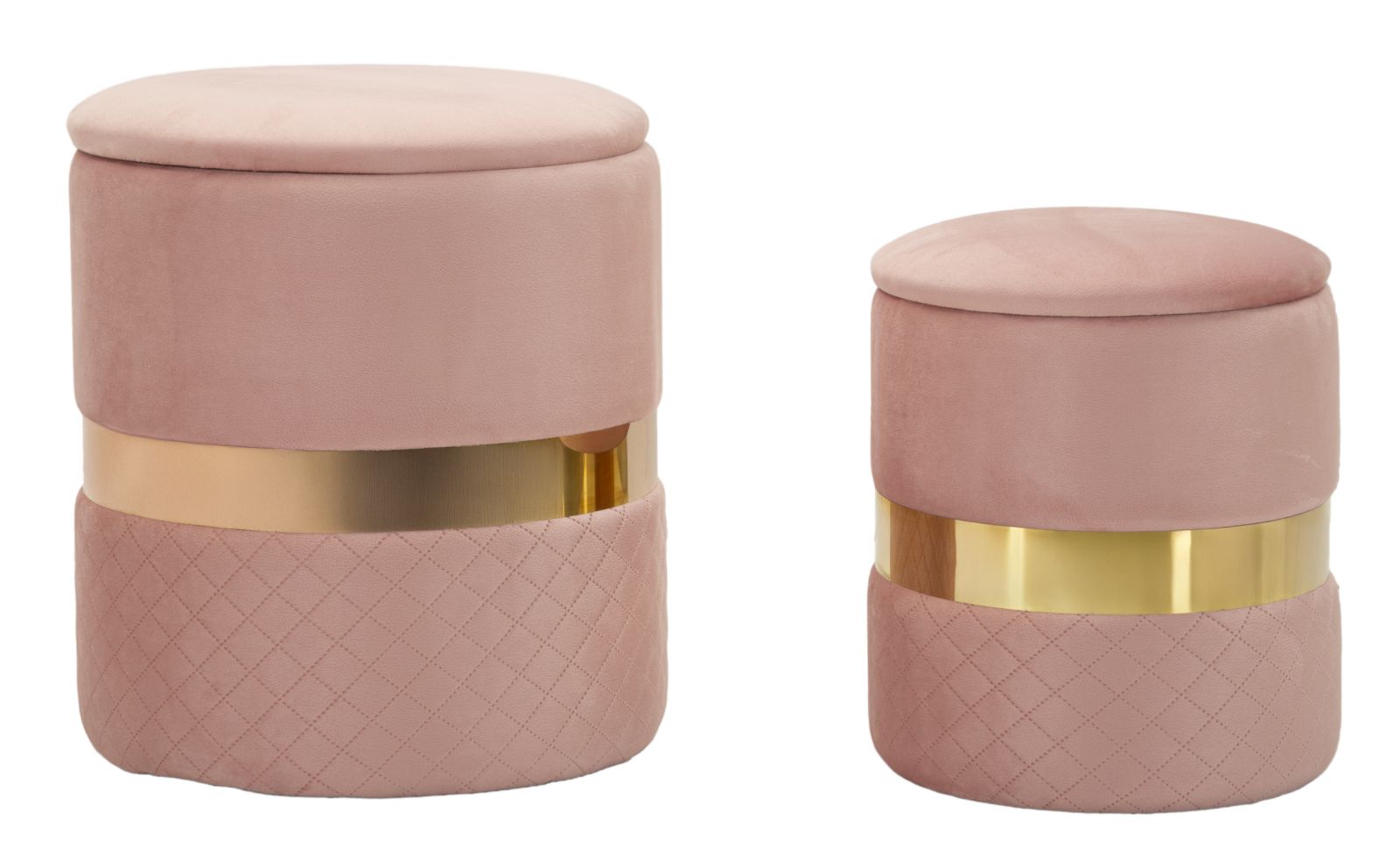 PUFF C/CONTENITORE SHEFFILD ROSA SET 2 PZ CM 37X42-28X35