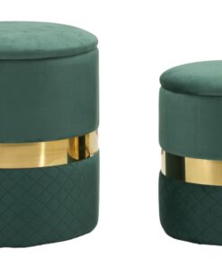 PUFF C/CONTENITORE SHEFFILD VERDE SET 2 PZ CM  37X42-28X35