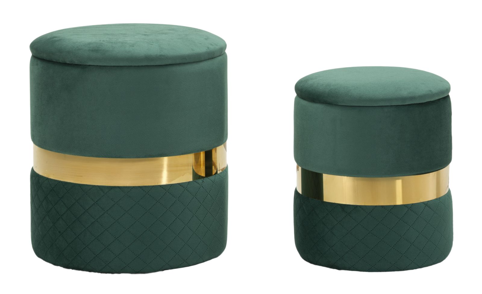 PUFF C/CONTENITORE SHEFFILD VERDE SET 2 PZ CM 37X42-28X35