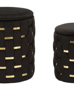 PUFF C/CONTENITORE SHANTY NERO SET 2 PZ CM  37X42-28X35