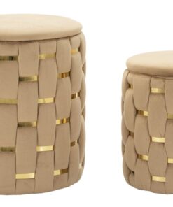 PUFF C/CONTENITORE SHANTY ORO SET 2 PZ CM  37X42-28X35