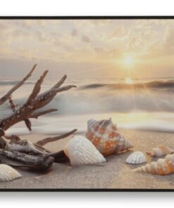 STAMPA DIPINTA SU TELA LACCATA BEACH C/CORNICE -B- CM 152X4X52
