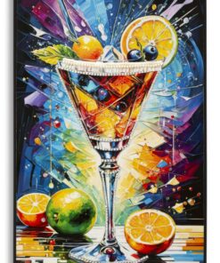 STAMPA DECORATA SU TELA LACCATA C/CORNICE COCKTAIL -A- CM 62X3,5
 X92
