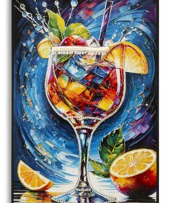 STAMPA DECORATA SU TELA LACCATA C/CORNICE COCKTAIL -B- CM 62X3,5
 X92