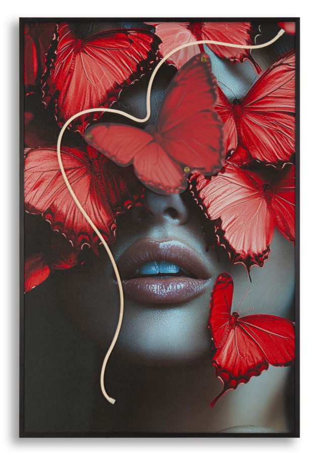 STAMPA C/LED SU TELA BUTTERFLIES CM 60X3,5X90 (APPLICAZIONE 3D ACRILICO)