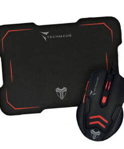TECHMADE MOUSE GAMING CON PAD USB LED LIGHT NERO/ROSSO TM-M016-RED