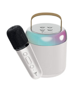 TECHMADE SPEAKER KARAOKE BLUETOOTH PORTATILE CON MIC. LED BIANCO