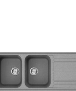 SMEG LAVELLO REVERSIBILE DUE VASCHE E GOCCIOLATOIO CEMENTO LZ116CT